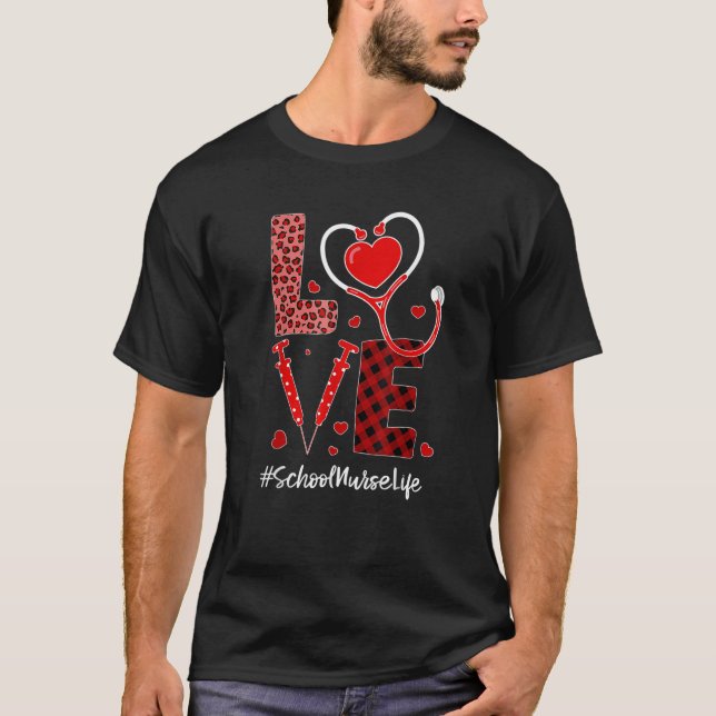 Tu Love Stethoscope Heart School Nurse Valentines  T Shirt (Framsida)