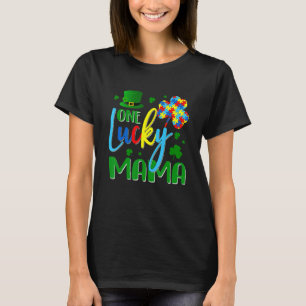 Tu One Lucky Mamma Heart Puzzle Autism Awareness T Shirt
