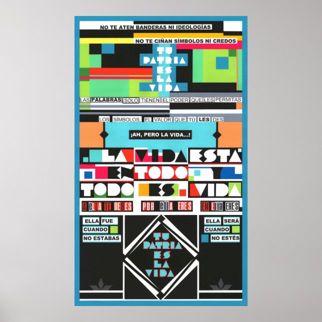 TU PATRIA ES LA VIDA Colorful Spain Dikt Poster (Framsidan)