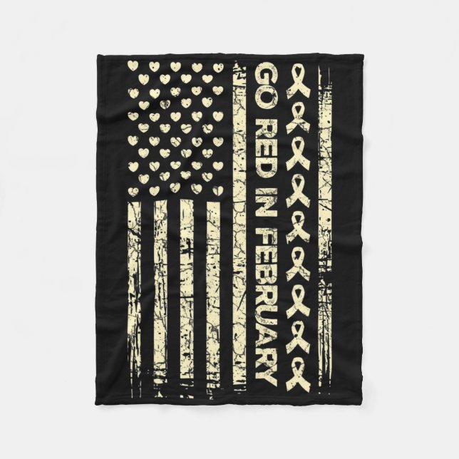 Tu Red Ribbon Heart Disease Awareness Gift America Fleecefilt (Framsidan)