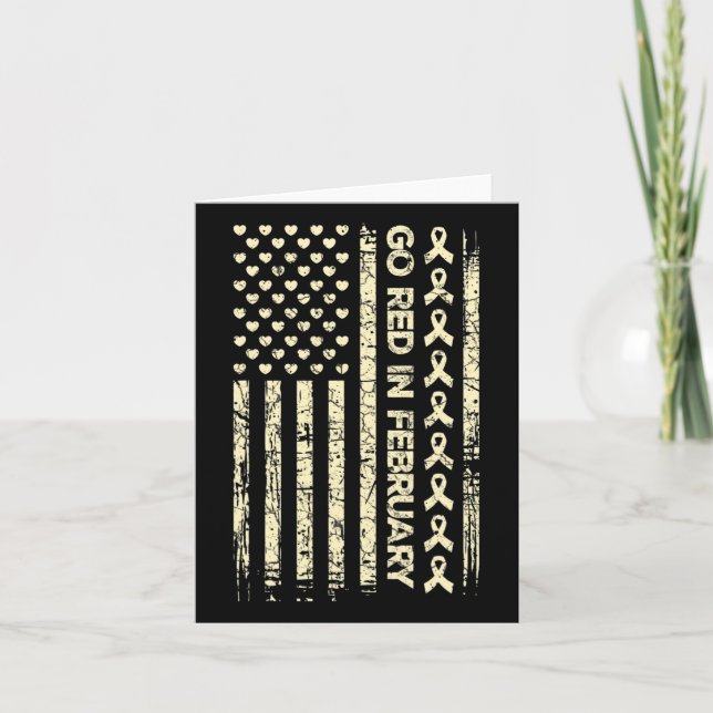 Tu Red Ribbon Heart Disease Awareness Gift America Kort (Framsida)