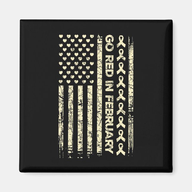 Tu Red Ribbon Heart Disease Awareness Gift America Magnet (Framsidan)