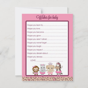 Tu Tu Cute Ballerina Baby Shower Önskemål för Baby Rådkort