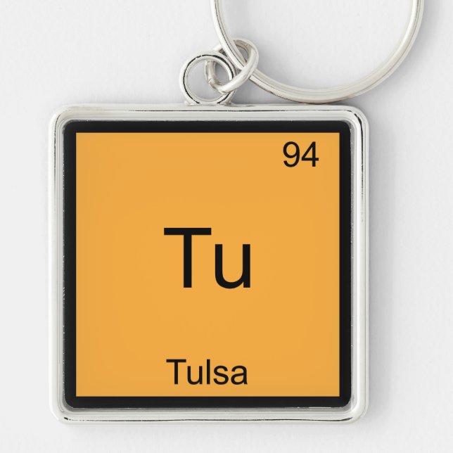 Tu - Tulsa City Chemistry Inslag-symbol T-Shirt Fyrkantig Silverfärgad Nyckelring (Framsidan)