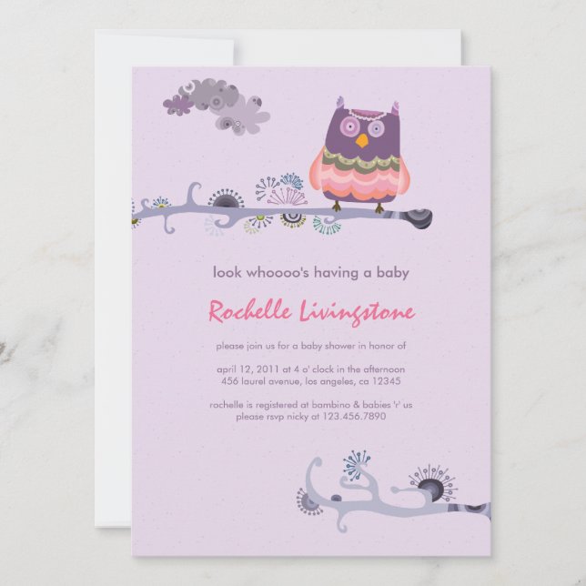 Tu whit tu whoo Baby Shower-inbjudan Inbjudningar (Framsida)