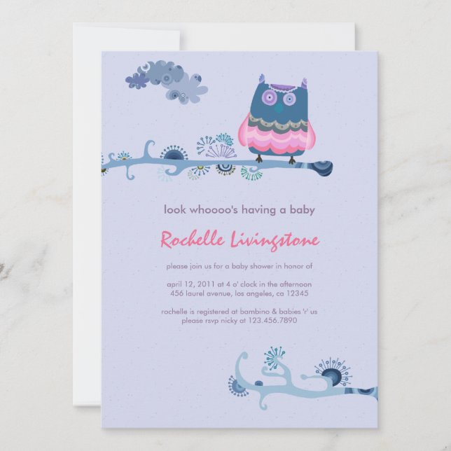 Tu whit tu whoo Boy Shower-inbjudan Inbjudningar (Framsida)