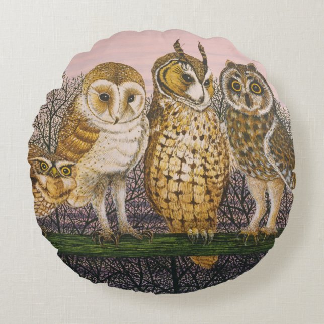 Tu-whit Tu-whooing Rund Kudde (Framsidan)