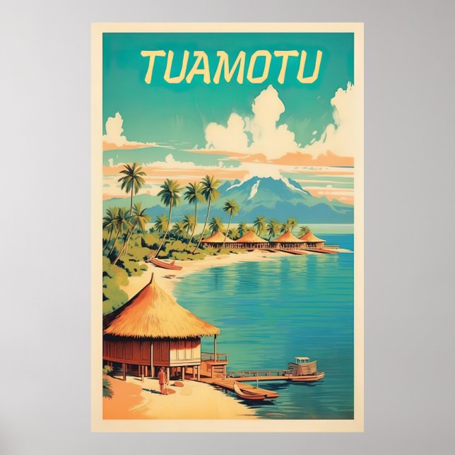 Tuamotu, Fransk Polinesia, Travel Poster (Framsidan)