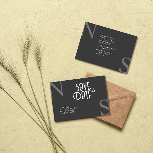 Tuatara Minimalist & Elegant Bold Initialer Bröllo Spara Datumet (Skapare uppladdad)