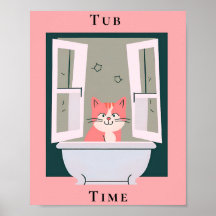 Tub Time med Kattunge Bathroom Art