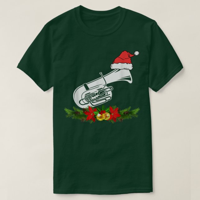 Tuba Christmas Pajamas Music Instrument  T Shirt (Design framsida)