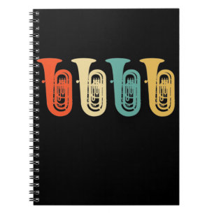 Tuba-gåva, retro tuba-spelare, orkester anteckningsbok
