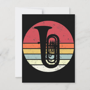 Tuba-gåva, retro tuba-spelare, orkester kort