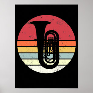 Tuba-gåva, retro tuba-spelare, orkester poster