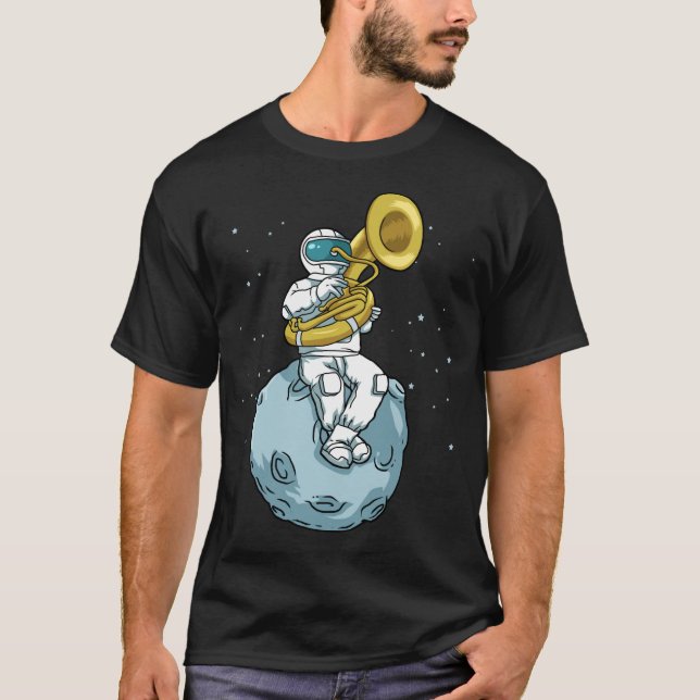 Tuba Gift Astronaut Marching Band Music Sousaphone T Shirt (Framsida)