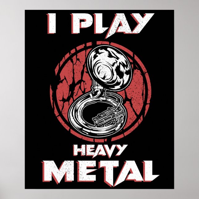 Tuba Gifts Heavy Metall Marching Band Sousaphone Poster (Framsidan)