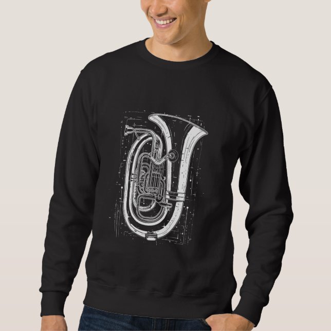 Tuba Graphic Brass Player Lång Ärmad Tröja (Framsida)