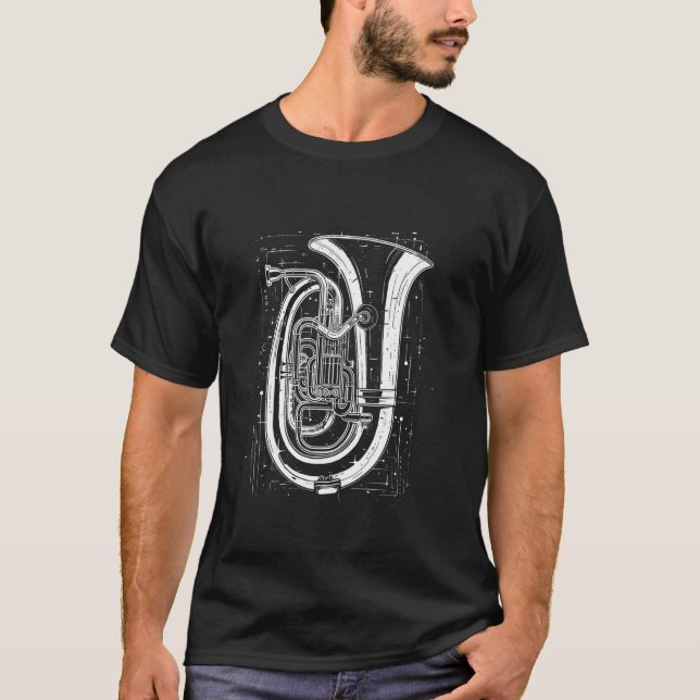 Tuba Graphic Brass Player T Shirt (Framsida)