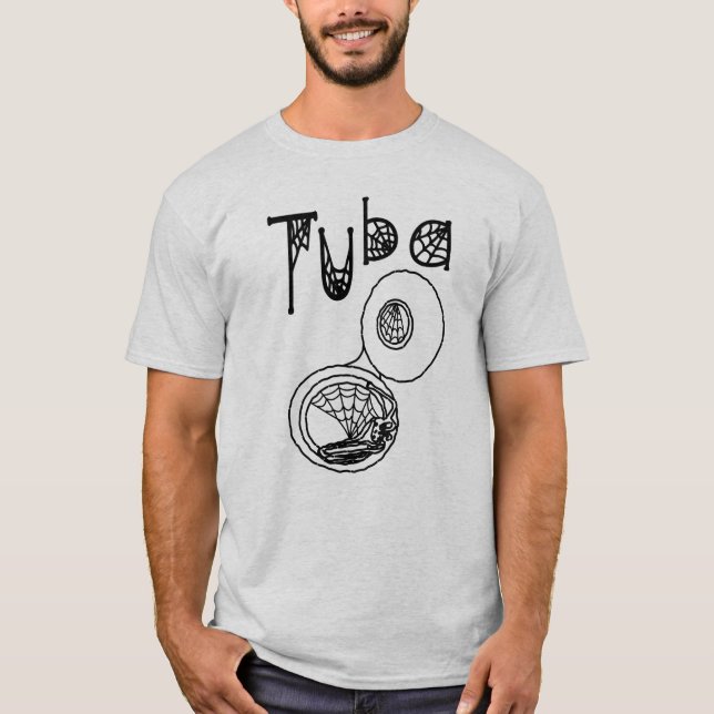 Tuba Halloween Cobwebs T Shirt (Framsida)
