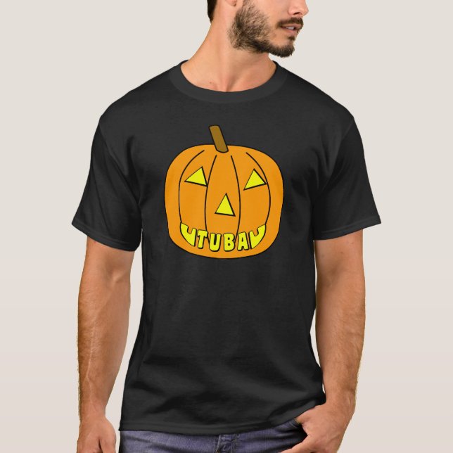 Tuba Halloween Pumpkin T Shirt (Framsida)