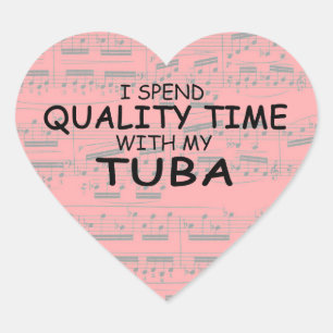Tuba Heart-etikett för kvalitetstid Hjärtformat Klistermärke