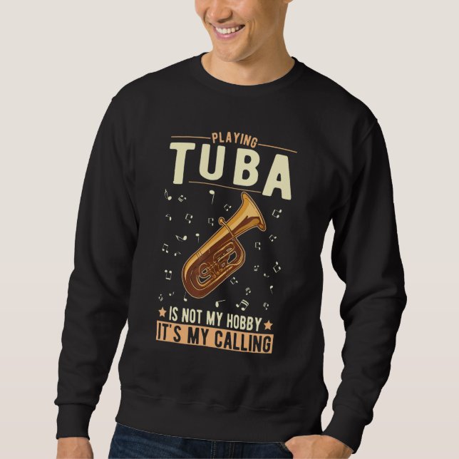 Tuba Hobby Tuba Spelare Lång Ärmad Tröja (Framsida)
