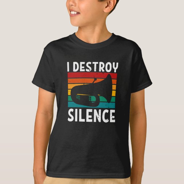 Tuba - Jag förstör Silence Tuba Player T Shirt (Framsida)