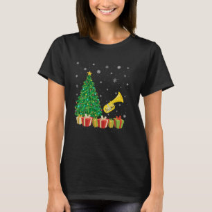Tuba Julafton Träd Lighting Santa Hat Tuba-jul T Shirt