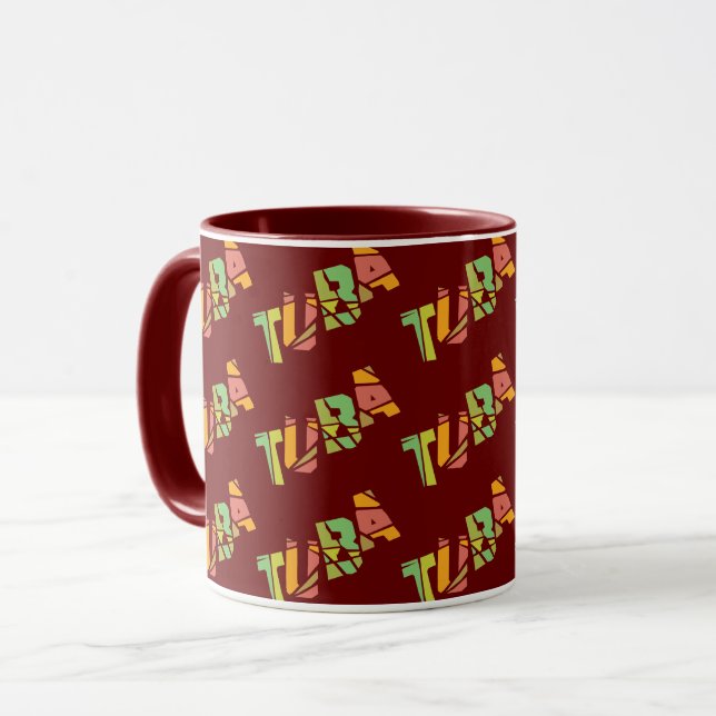 Tuba-krackad text mugg (Framsida vänster)