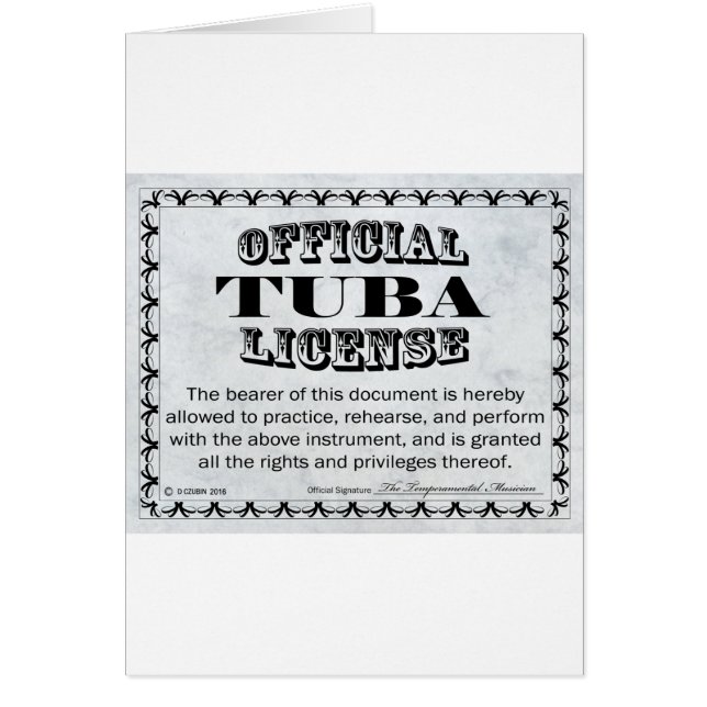 Tuba-licens Hälsningskort (Framsidan)