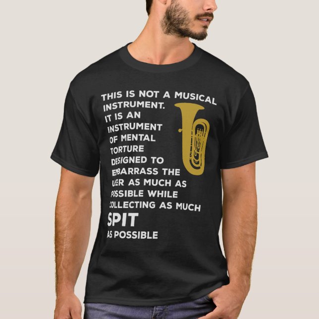 Tuba Marching Band Player Musical Instrument T Shirt (Framsida)