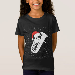 Tuba med jultomtens Hat för musikers julhavs T Shirt