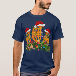 Tuba Music Älskare Julafton Lighting Santa Hat Tub T Shirt