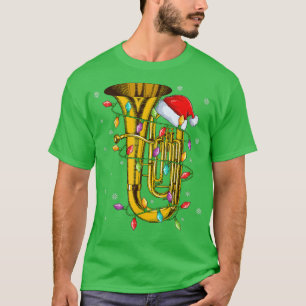 Tuba Music Älskare Julafton Ljus Santa Tuba jul i T Shirt