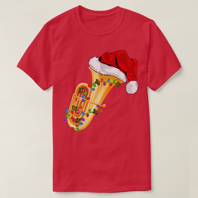 Tuba Music Lover Xmas Lighting Santa Hat Tuba Chri T Shirt (Design framsida)