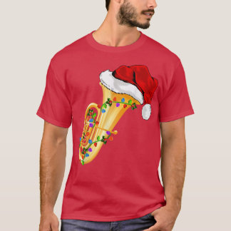 Tuba Music Lover Xmas Lighting Santa Hat Tuba Chri T Shirt