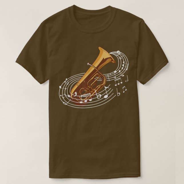 Tuba Music Notes of Brass Instruments  T Shirt (Design framsida)