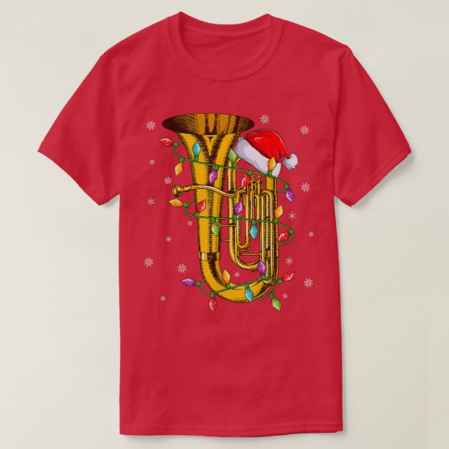 Tuba Music Xmas Lighting Matching Santa Hat Tuba C T Shirt (Design framsida)