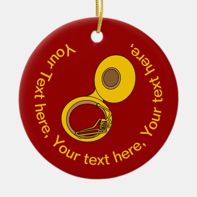 Tuba Musical Instrument Julgransprydnad Keramik (Framsidan)