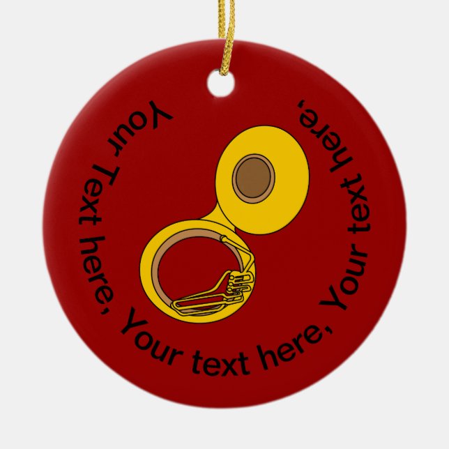 Tuba Musical Instrument Julgransprydnad Keramik (Framsidan)