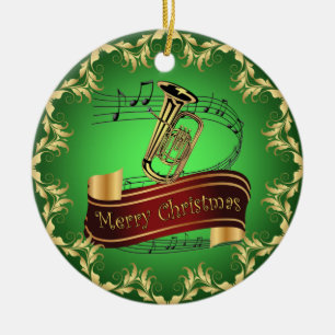 Tuba ~ Musical Rulla ~ God jul ~ * ~ Julgransprydnad Keramik