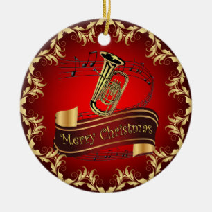 Tuba ~ Musical Rulla ~ God jul ~ * ~ Julgransprydnad Keramik
