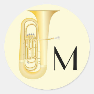 Tuba Musician Band Teacher Classic Round Sticker Runt Klistermärke