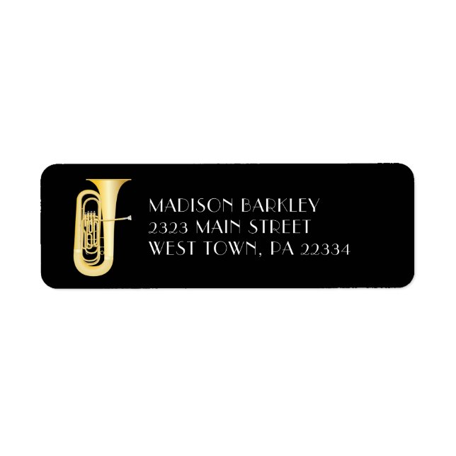 Tuba Musician Band Teacher Label Returadress Etikett (Framsidan)