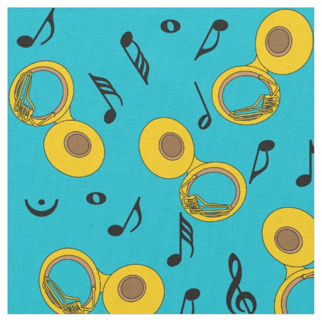 Tuba Musik noter Mönster Tyg (Närbild)