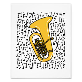 Tuba Musik noter Tubaist Brass Musician Fototryck