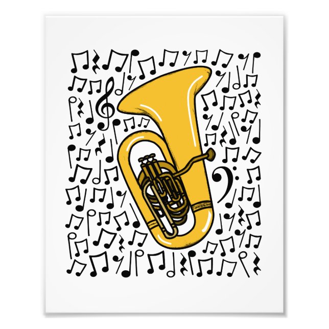 Tuba Musik noter Tubaist Brass Musician Fototryck (Framsidan)