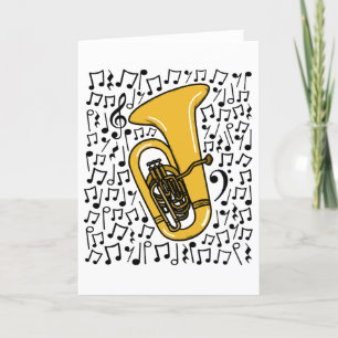 Tuba Musik noter Tubaist Brass Musician Helgkort
