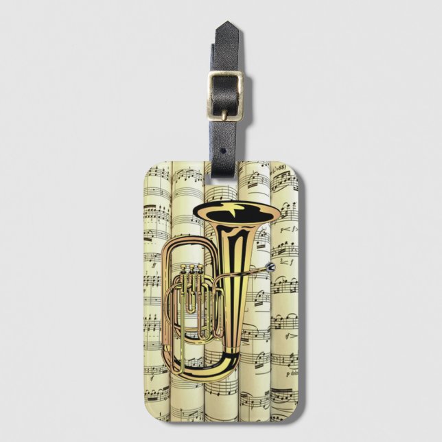 Tuba on Rolled Lakan Music ~ Bagagebricka (Framsida vertikal)