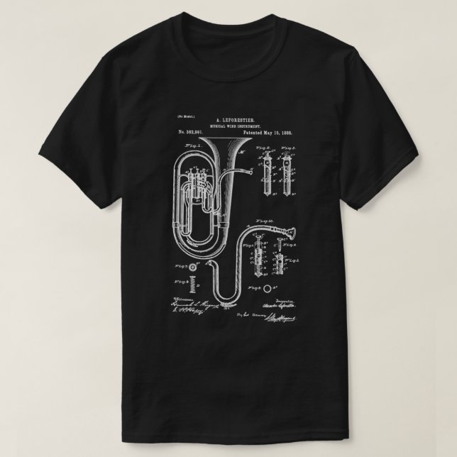 Tuba Patent Graphic Blueprint T Shirt (Design framsida)